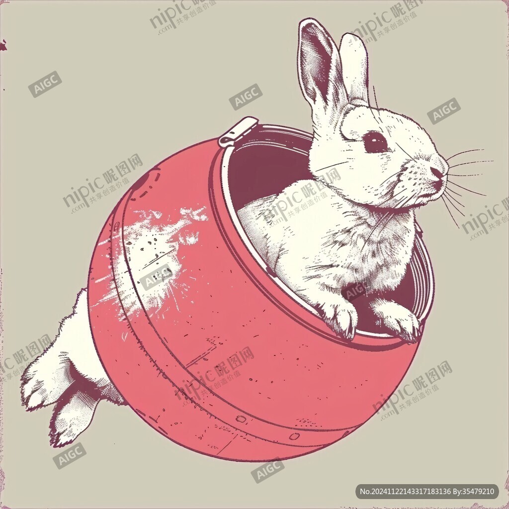 兔年打鼓插畫
