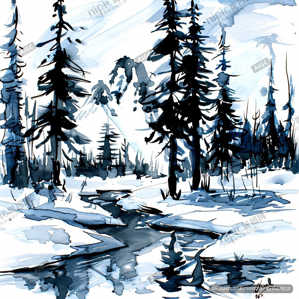 手繪雪景