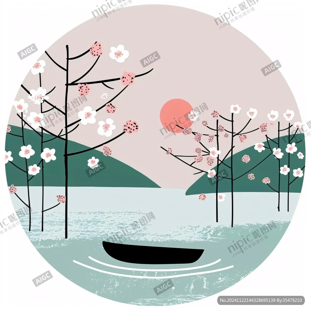 唯美圓形插畫
