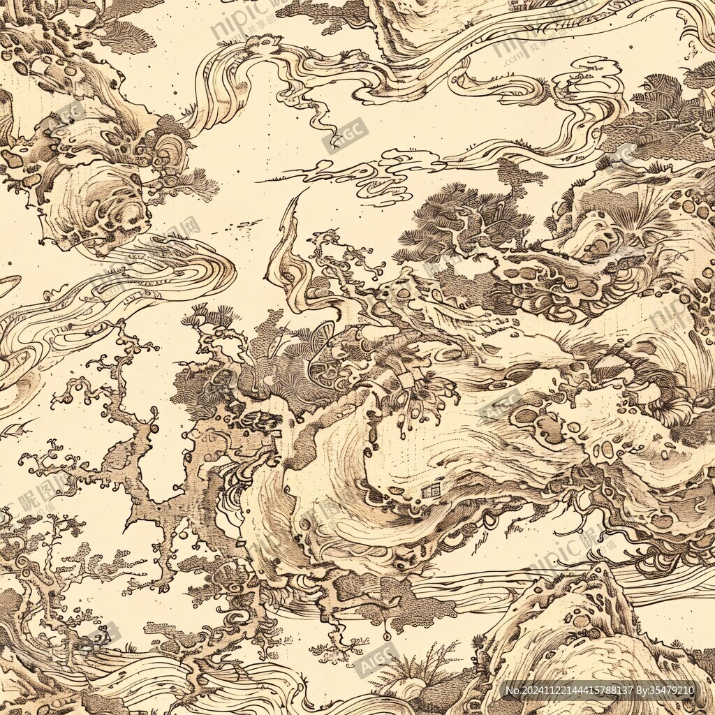 古畫水紋底紋包裝底紋