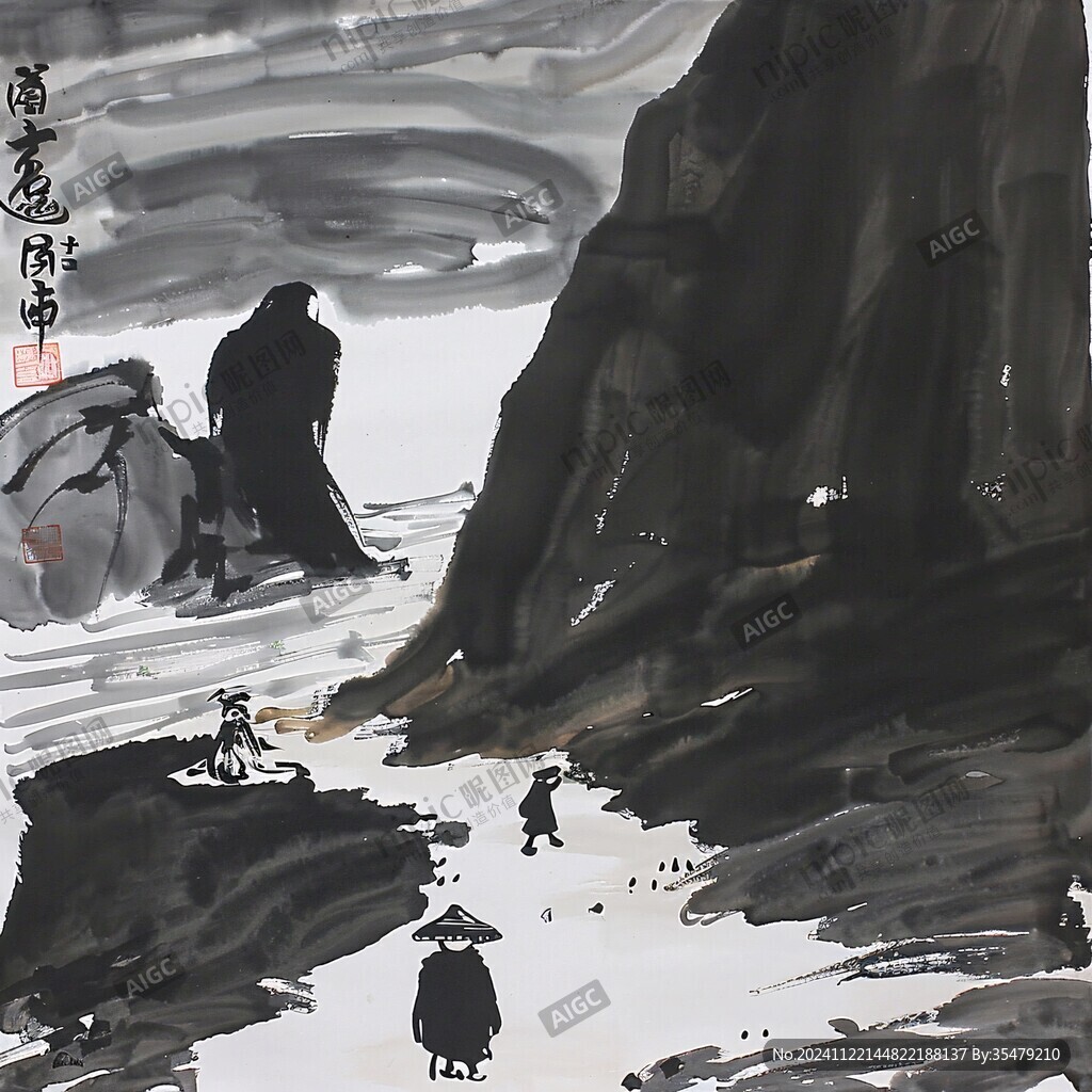 山水情小品畫