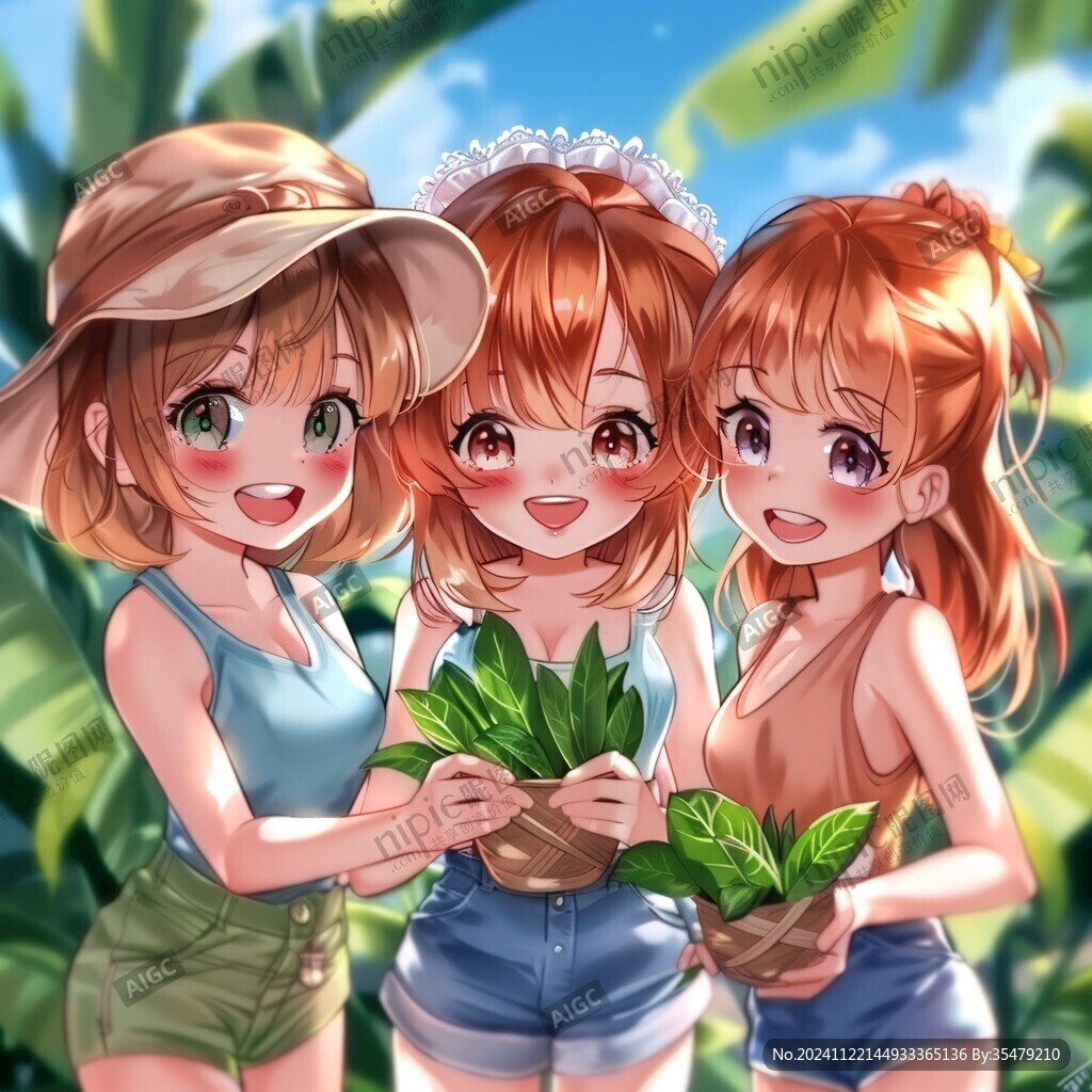 采摘農(nóng)家少女插畫(huà)