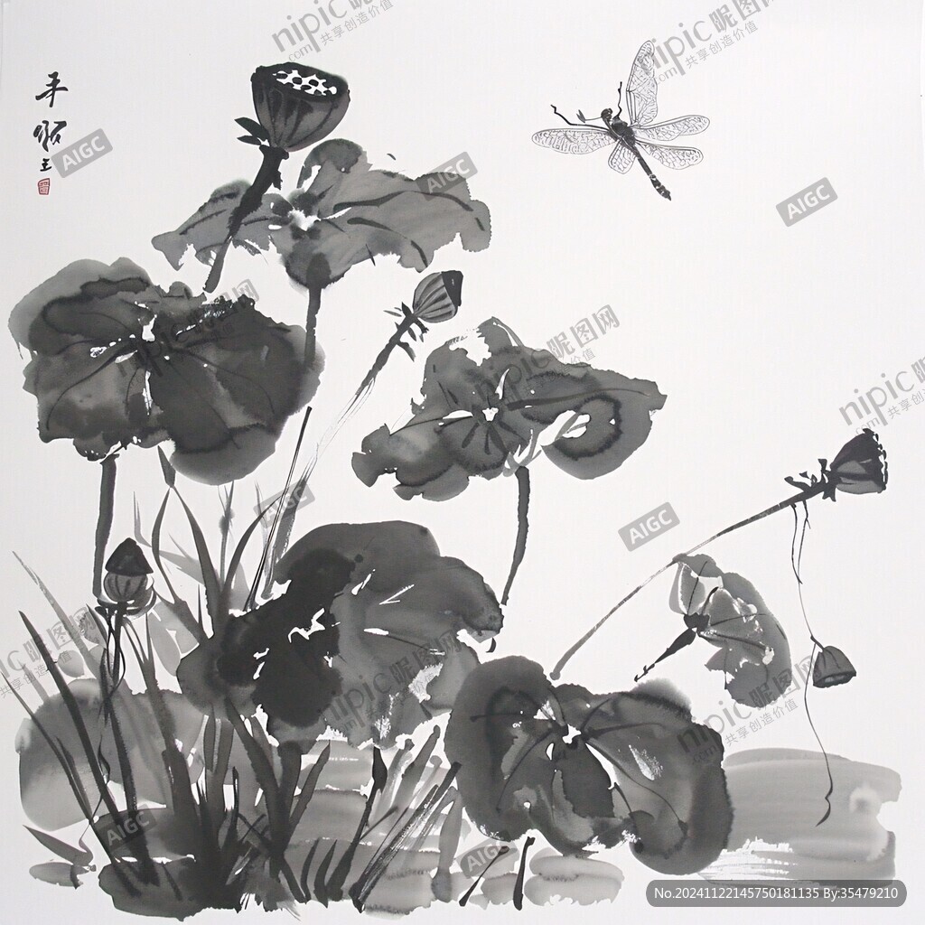荷花高清寫真手繪
