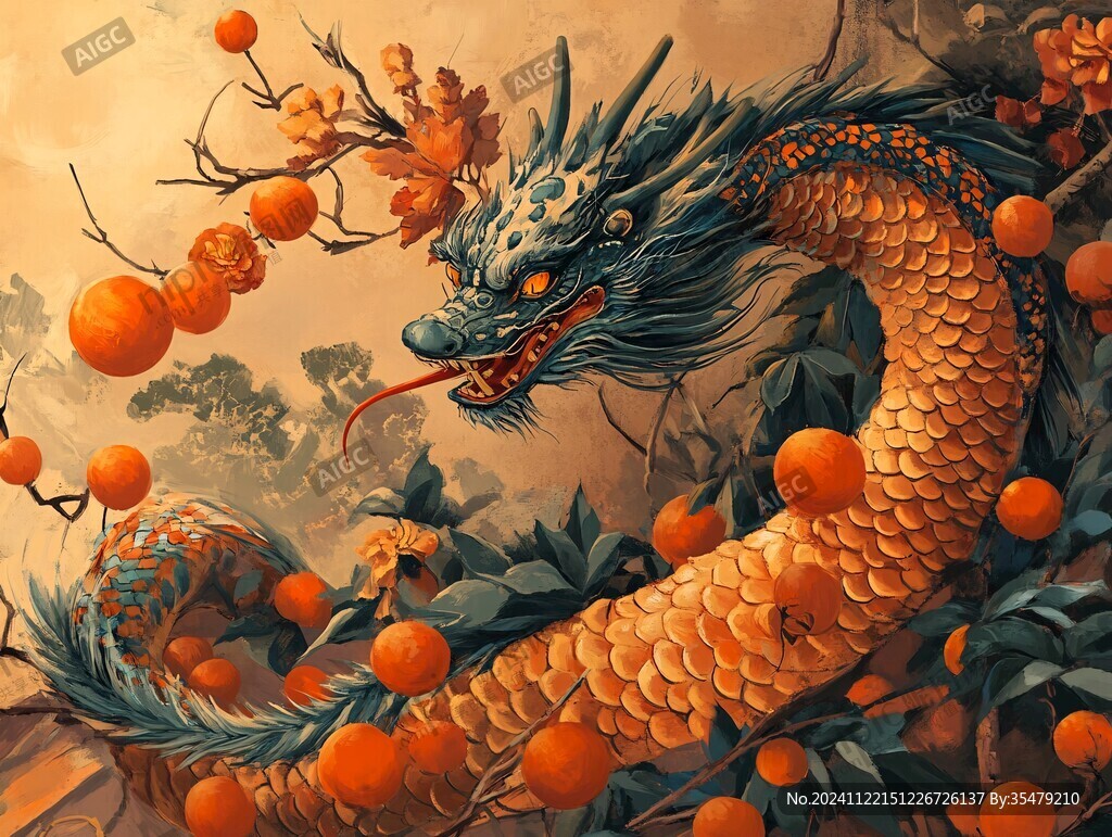 雙龍戲珠插畫