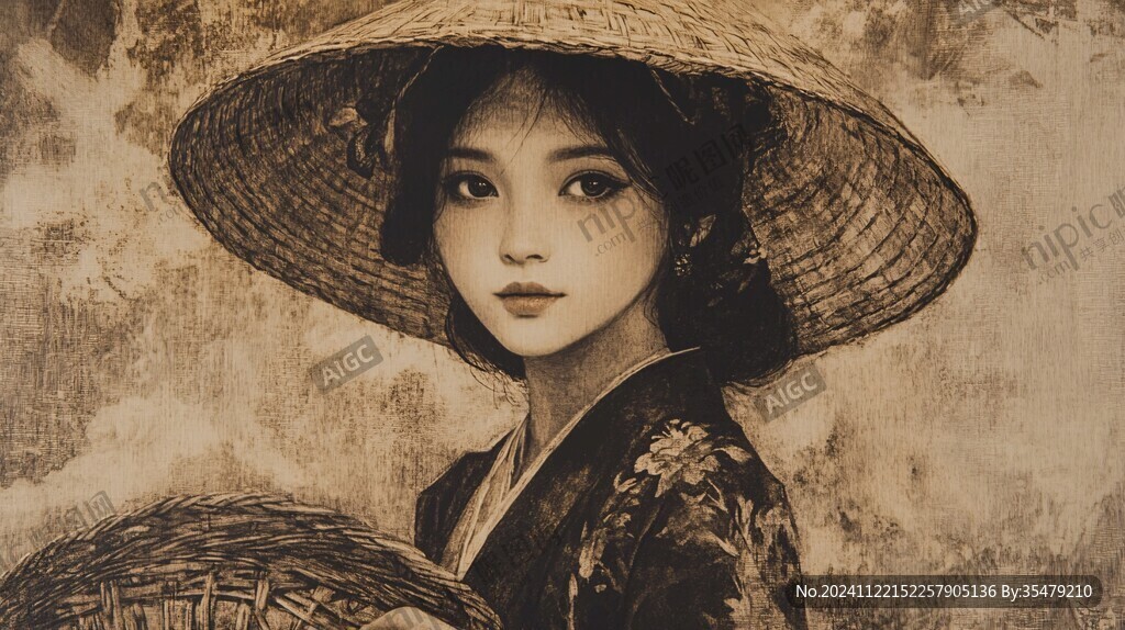 斗笠美女