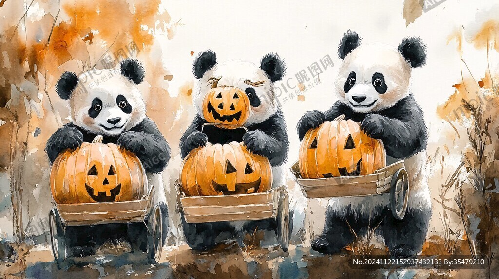 萬圣節熊貓插畫