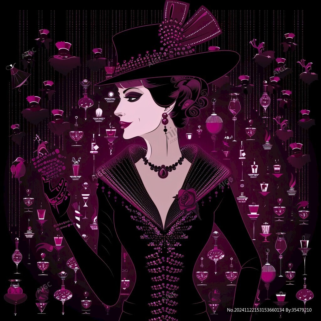 紅酒女人插畫