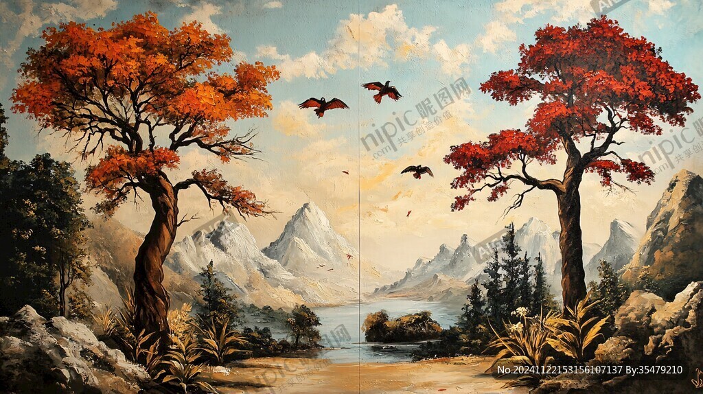 楓樹風(fēng)景油畫