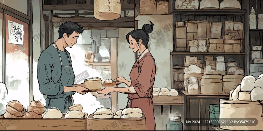 年糕店插畫