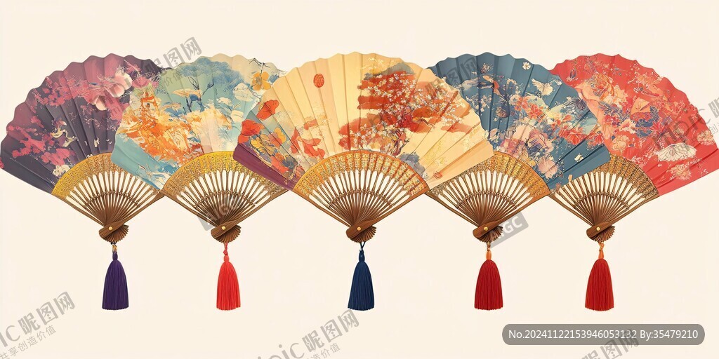 新中式折扇插畫