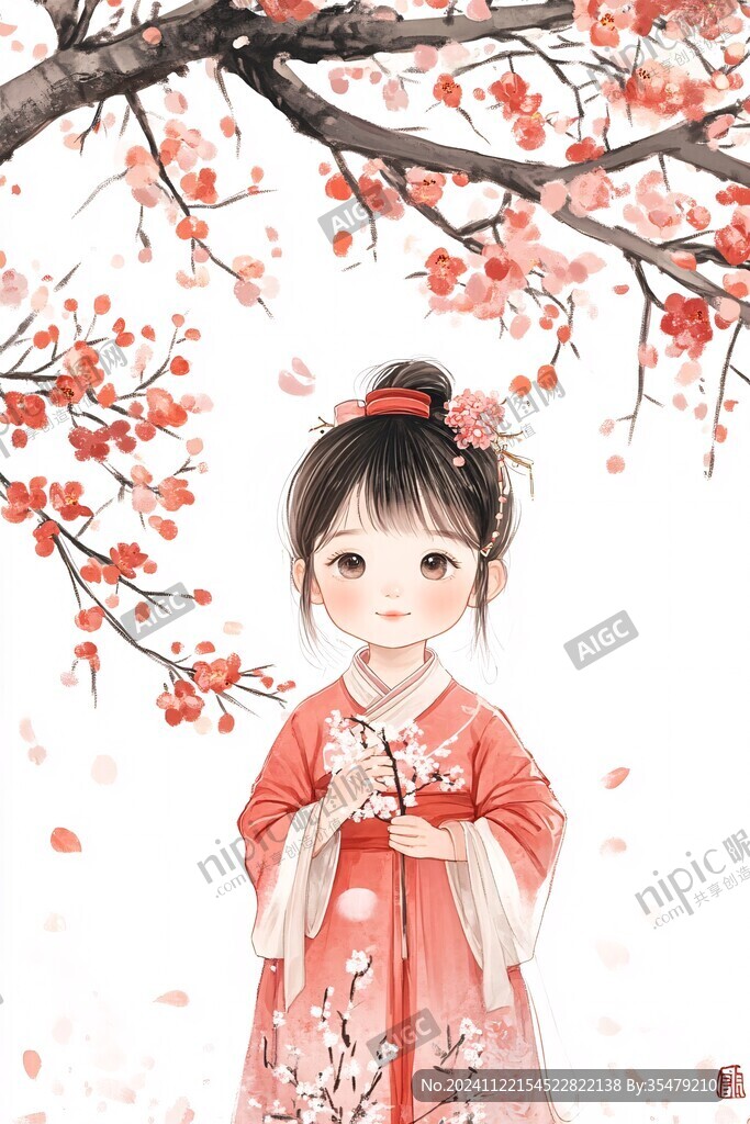 漢服女孩插畫