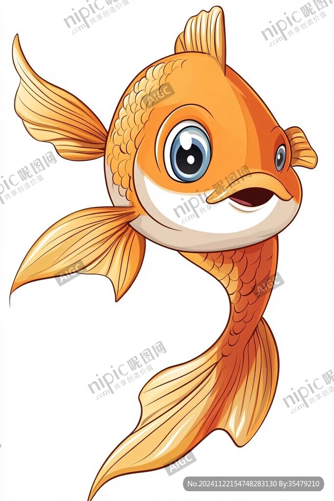 卡通小鯉魚做邀請動作