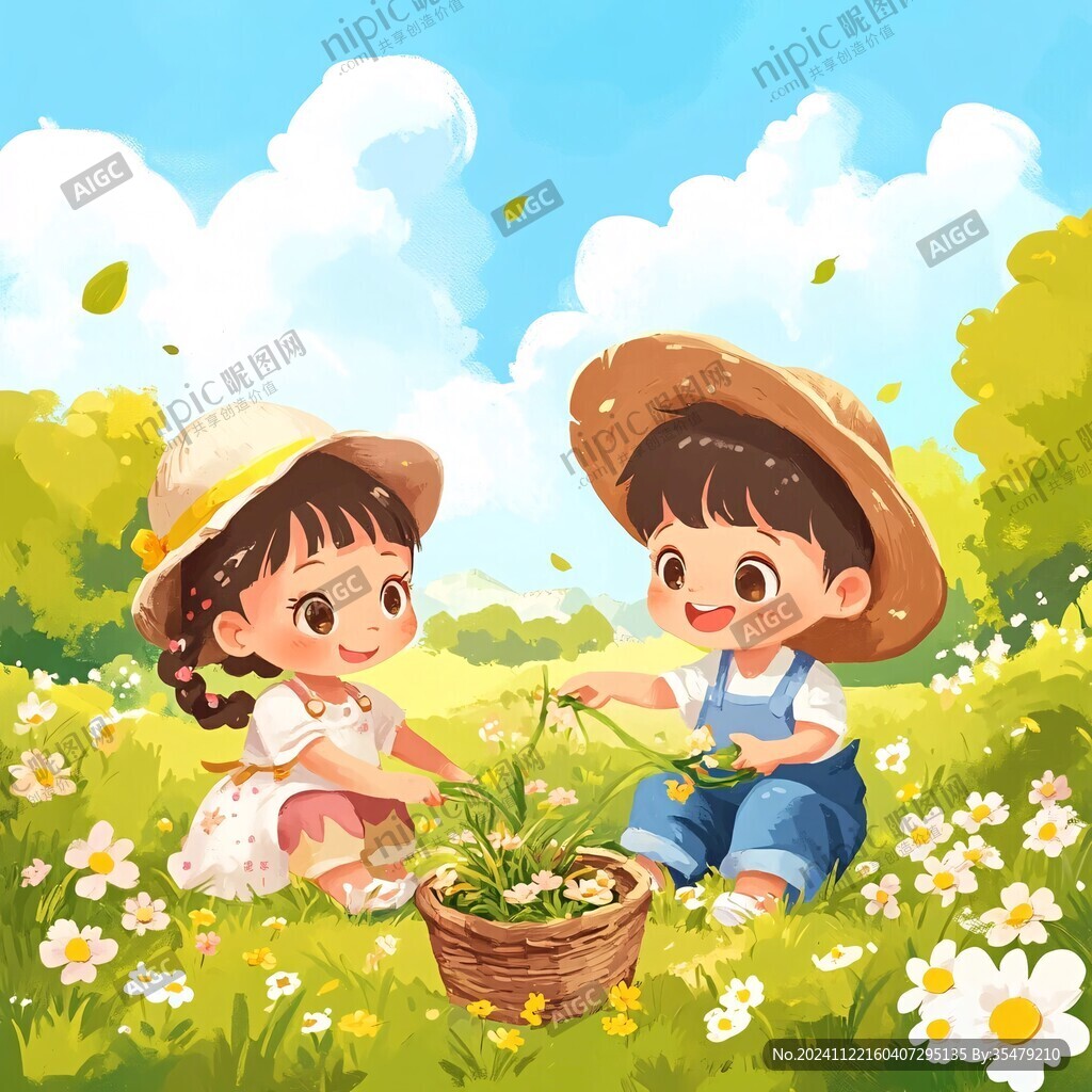 五一兒童春游插畫