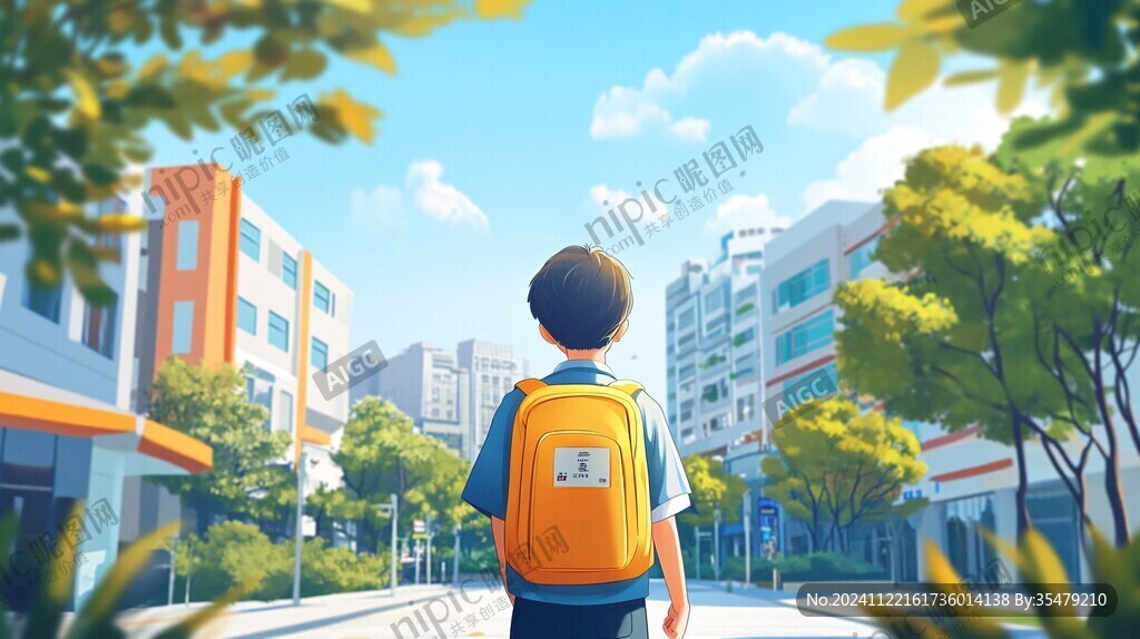馬路散步賞學(xué)插畫