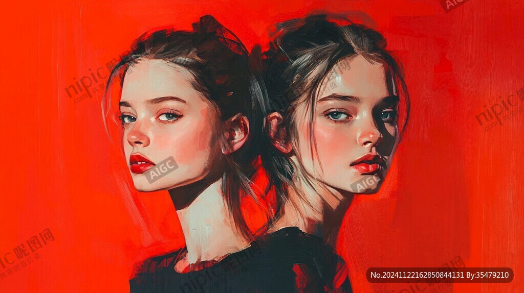 美女插畫對比