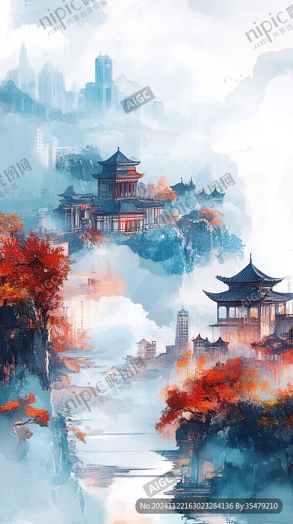 山水樓閣雅致意境風(fēng)