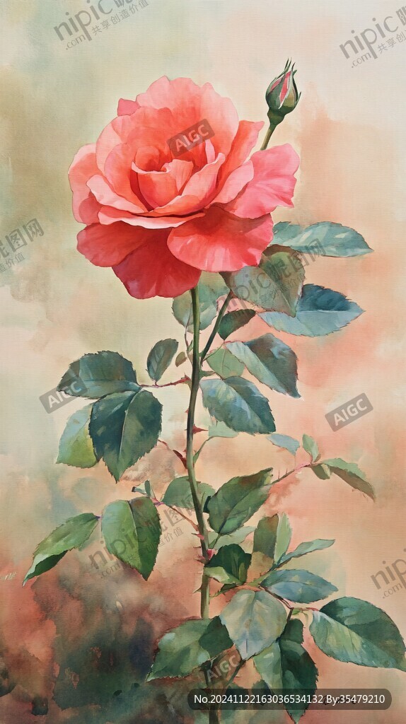 插畫月季花
