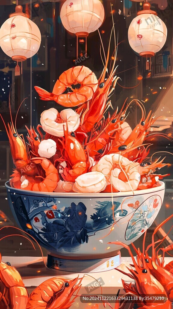 曬蝦插畫