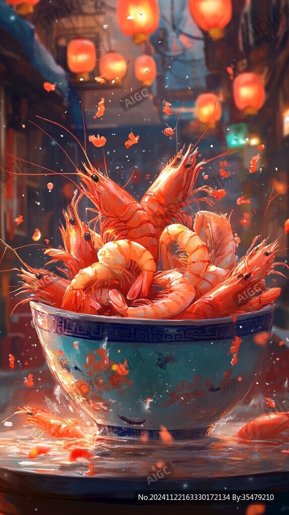 曬蝦插畫