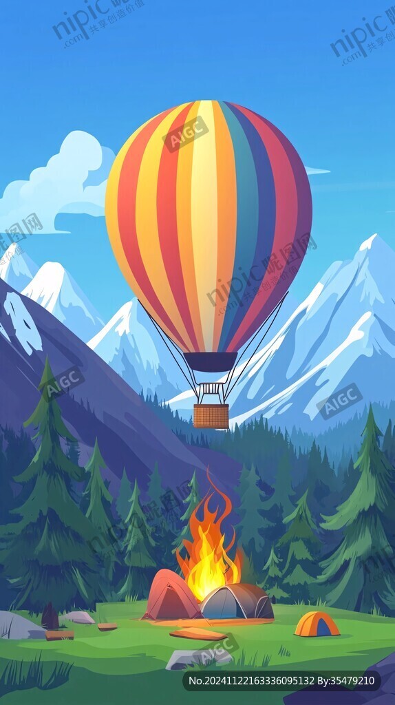 熱氣球旅游插畫