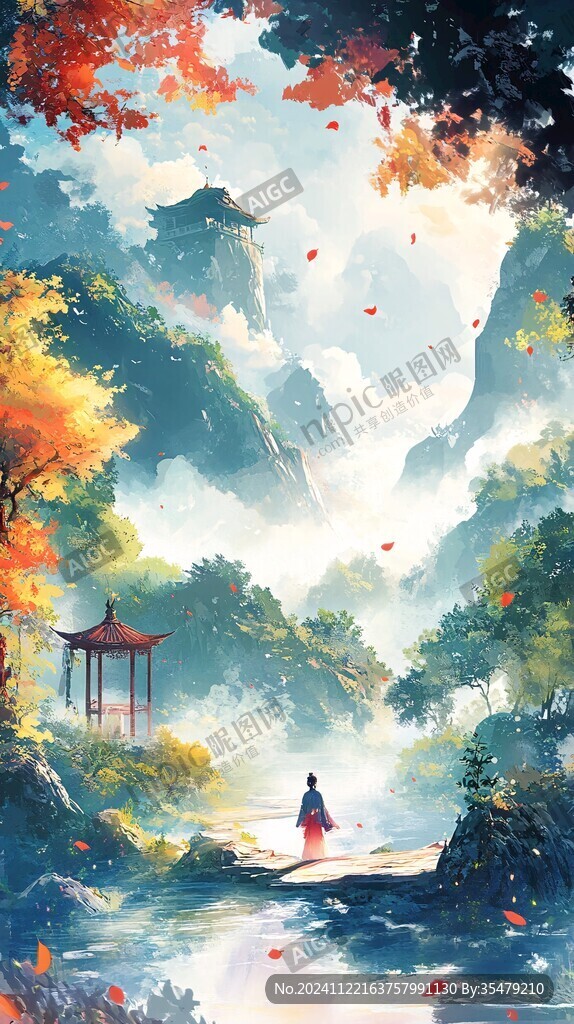 古風(fēng)秋天景色插畫(huà)