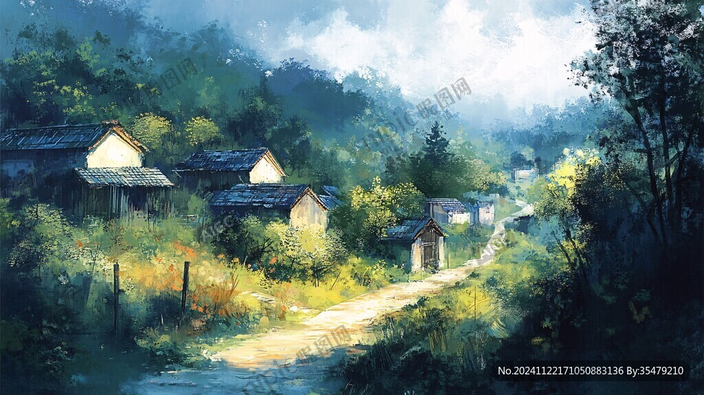 唯美山村圖