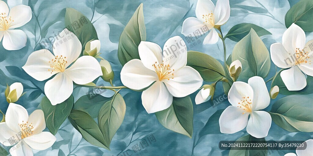 茉莉花壁畫