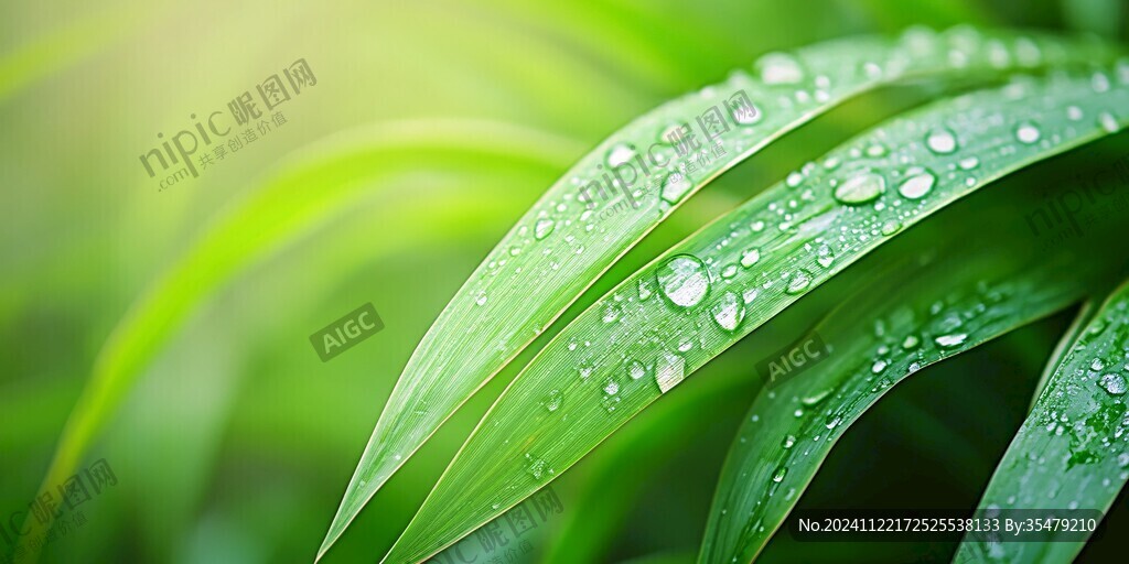 高清綠葉水珠