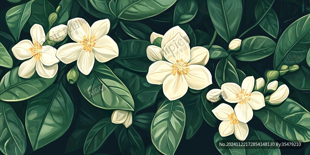 茉莉花包裝插畫