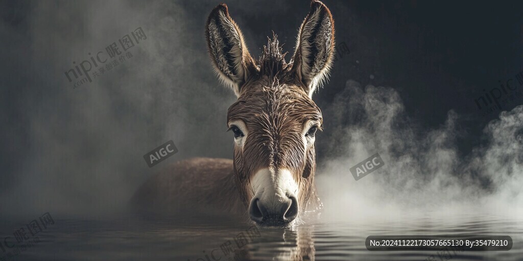 水中的麋鹿