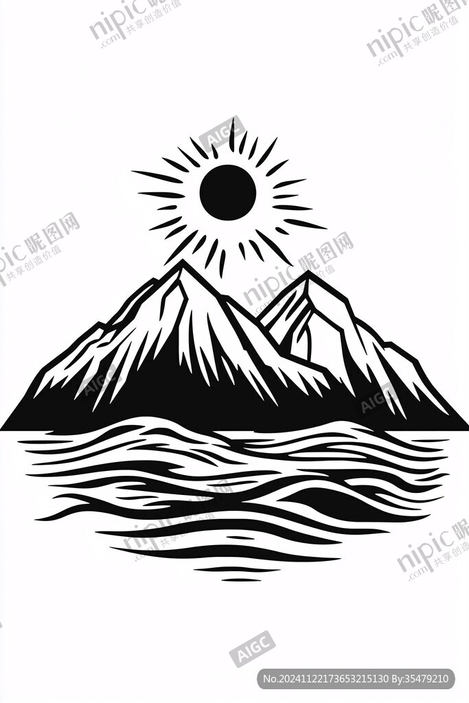 線描山手繪山