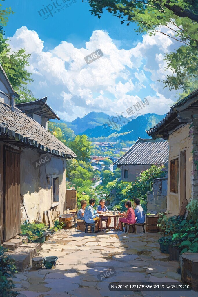 鄉村場景插畫