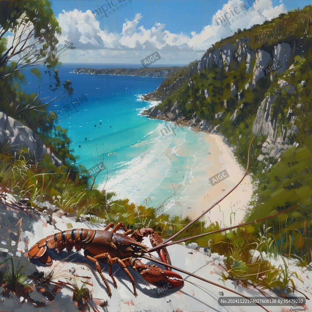 小龍蝦海邊圖片