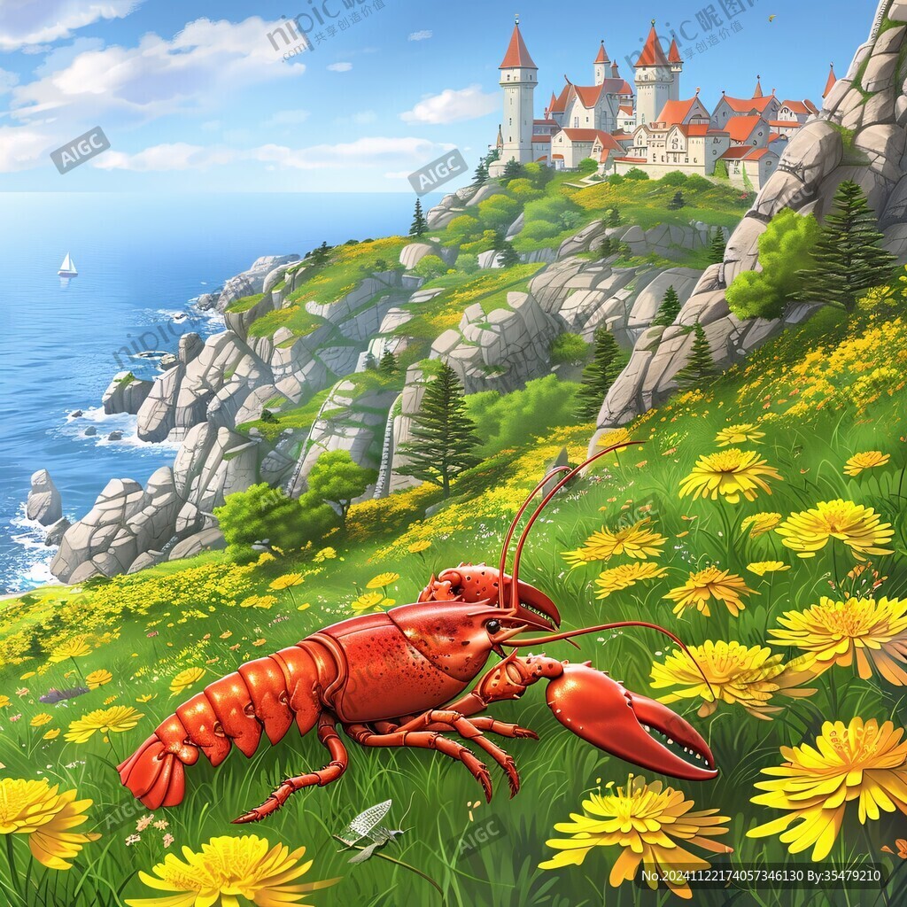 小龍蝦海邊圖片