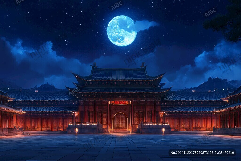 古代大門夜景