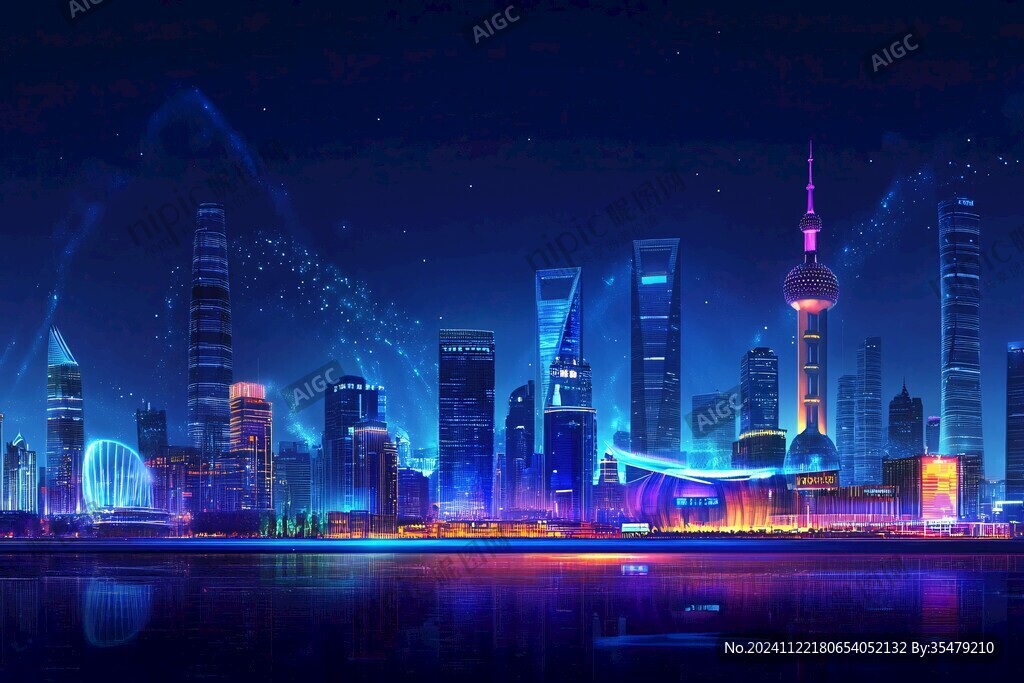 北上廣深天際線插畫