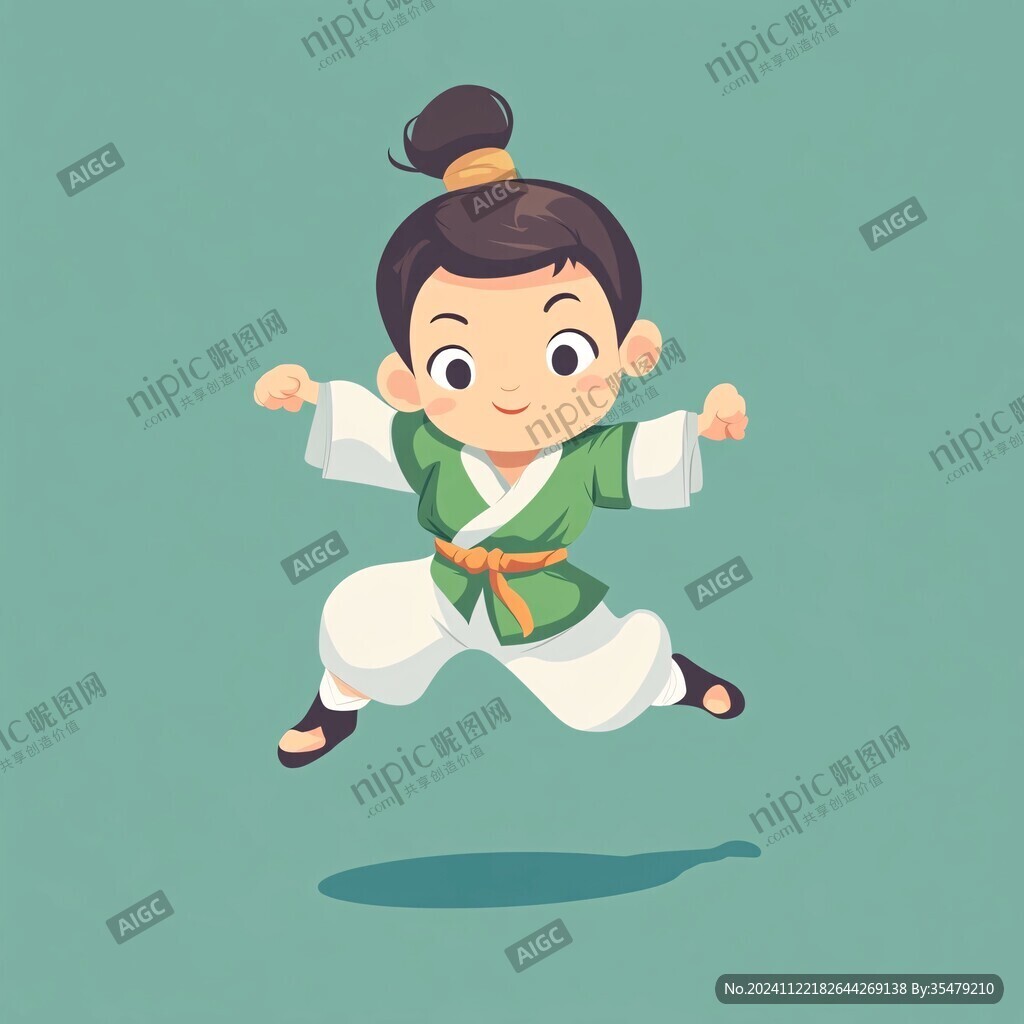 武術(shù)健身兒童插畫