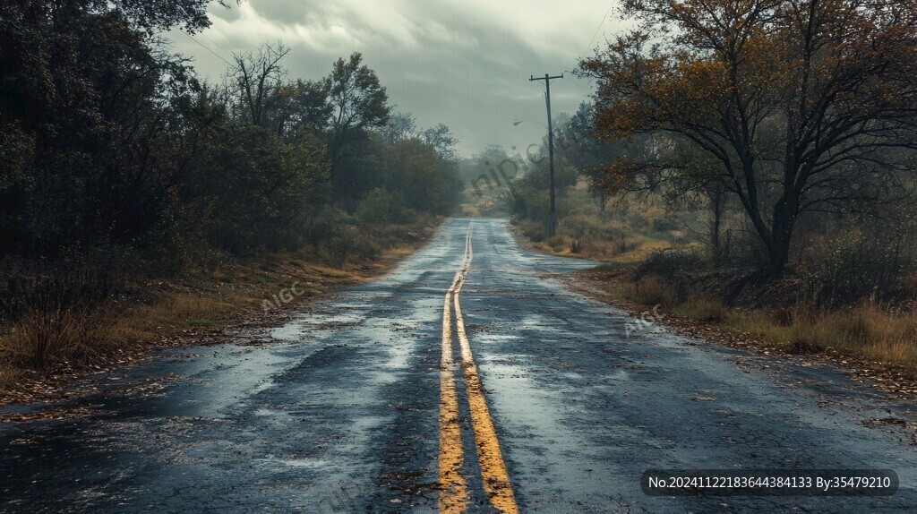 雨霧山路圖片素材下載