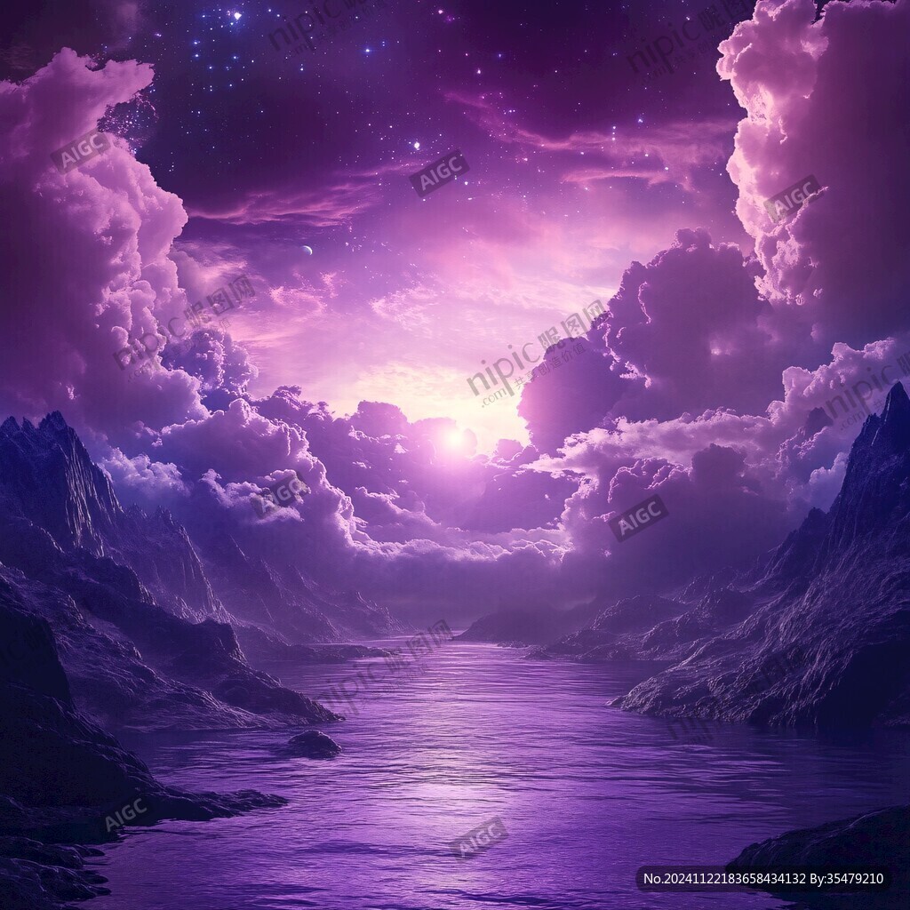 手繪紫色夢幻場景