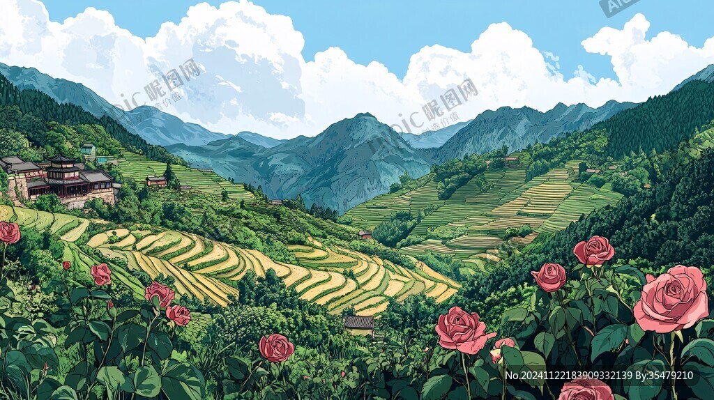 融水縣風(fēng)光插畫