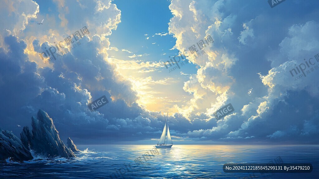 大幅海上美景