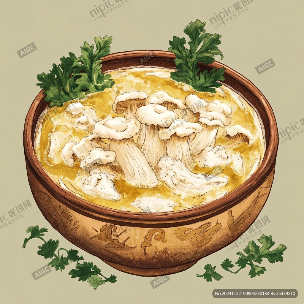 香菇雞肉粉插畫