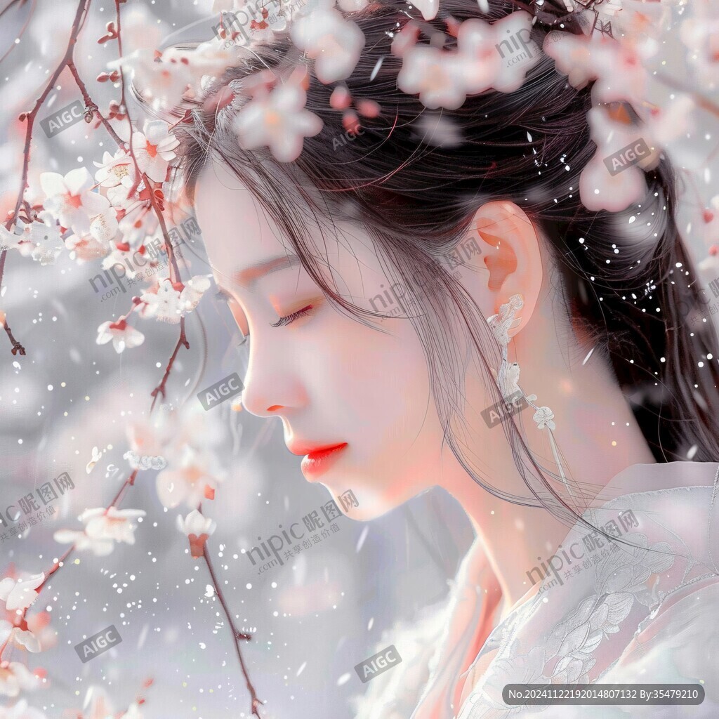 古風美女頭像插畫封面