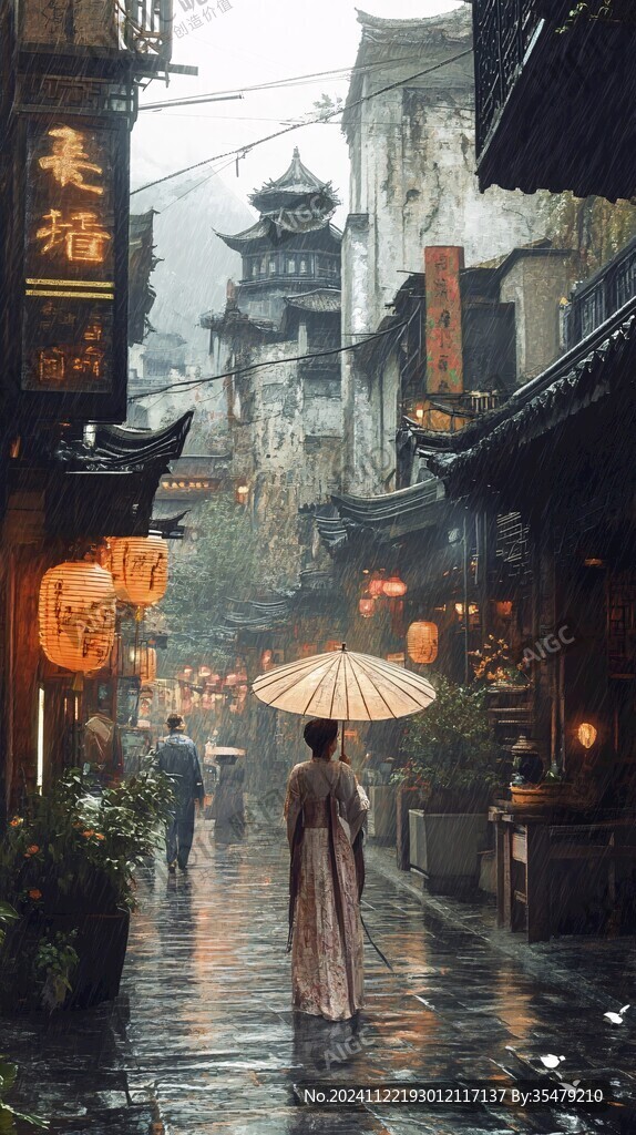 打著油紙傘