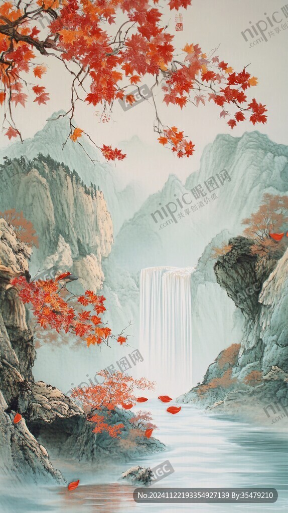 質(zhì)感紅色山水背景墻