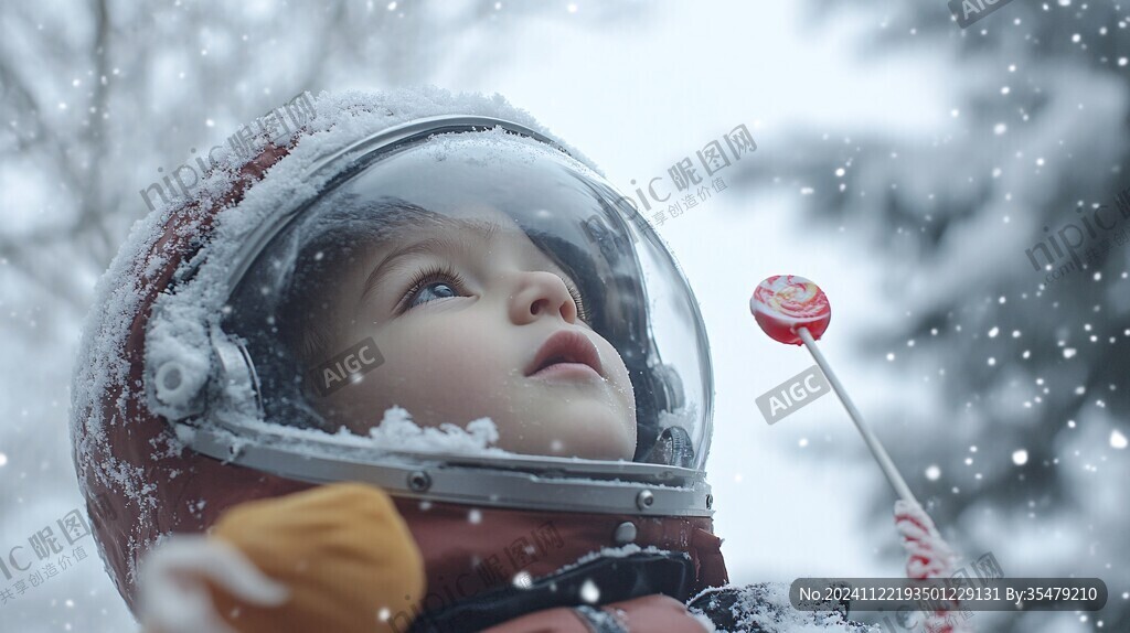 小孩看雪