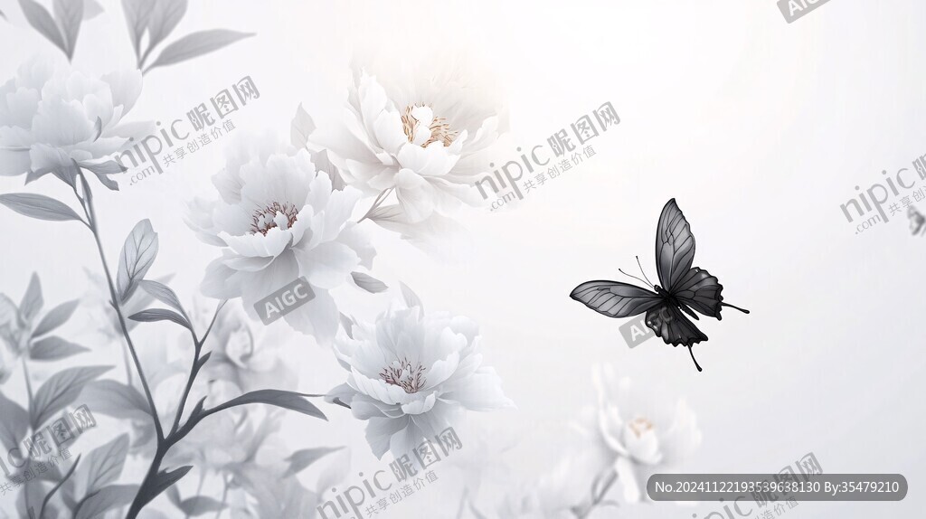 蝴蝶中式工筆花鳥