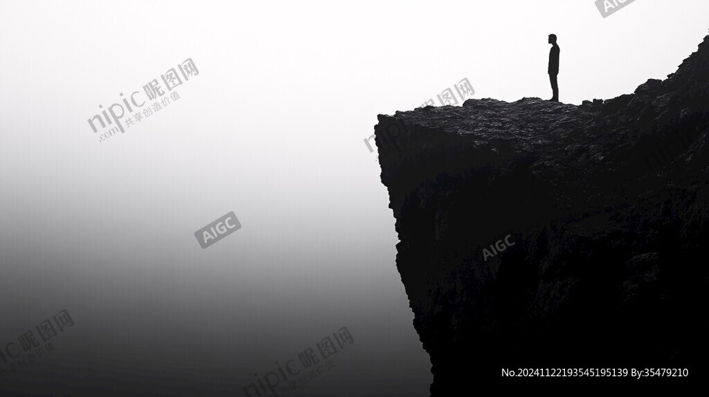 站在懸崖邊上男人背影