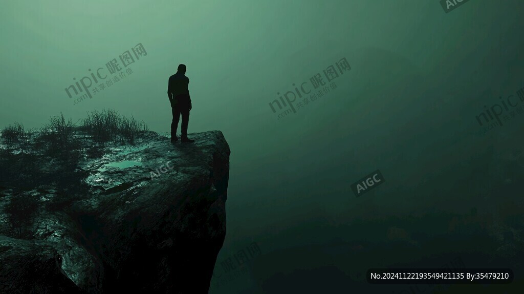 站在懸崖邊上男人背影