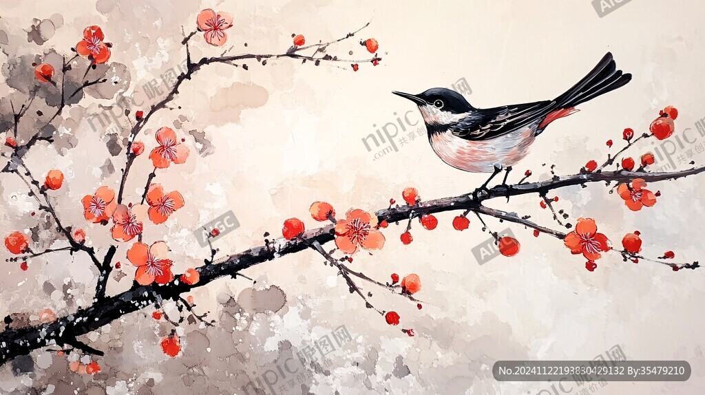 梅意境梅花花鳥畫